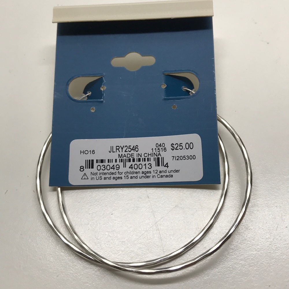 LAST PAIR!! NEW big hammered silver hoop earrings - Picture 7 of 8
